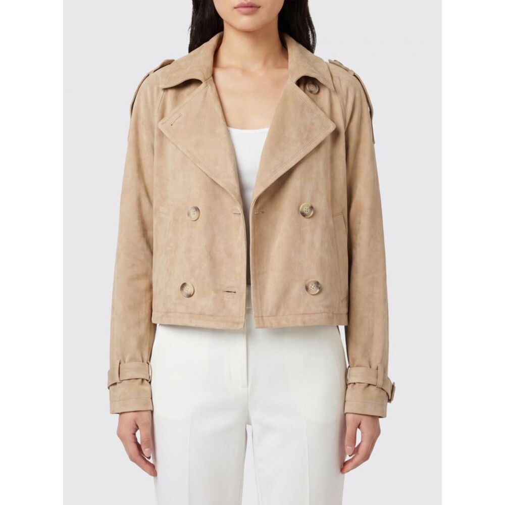 Urbancode Double-Breasted Short Trench Coat In Faux Suede With Waist Belt